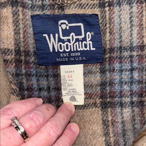 Vintage Men's L/XL Woolrich 100% Wool Sz 44 Brown/Taupe Pea Coat Rare color - Picture 4 of 8